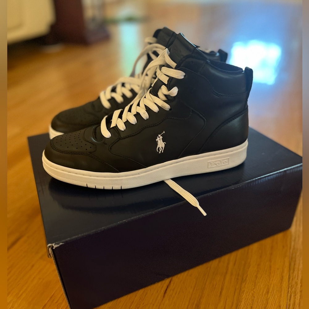 Polo Ralph Lauren COURT HIGH TOP LEATHER logo-embroidered high-top sneakers